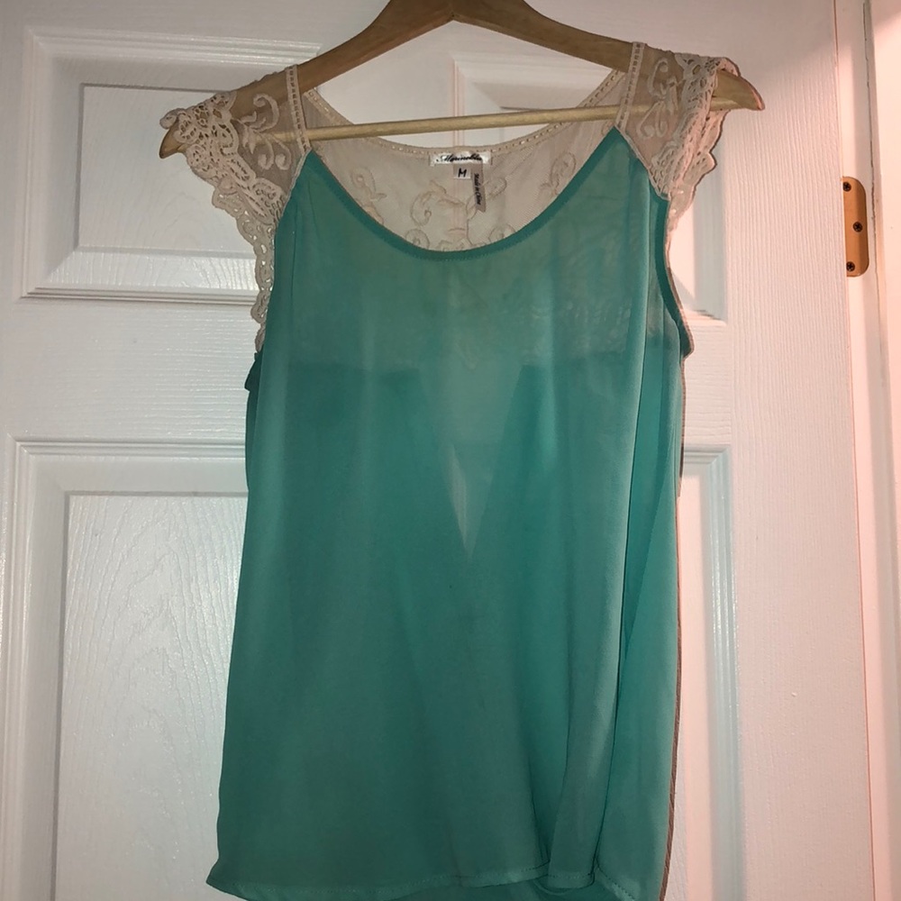 Turquoise lace top